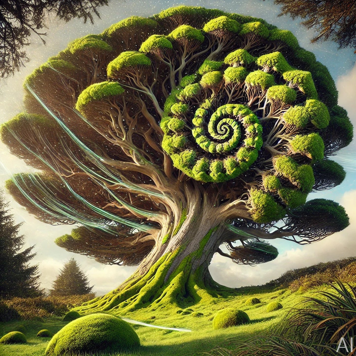 Spiral Tree Patterns – 5 Mathematical Nature-Inspired Art Prints | Instant Digital Download