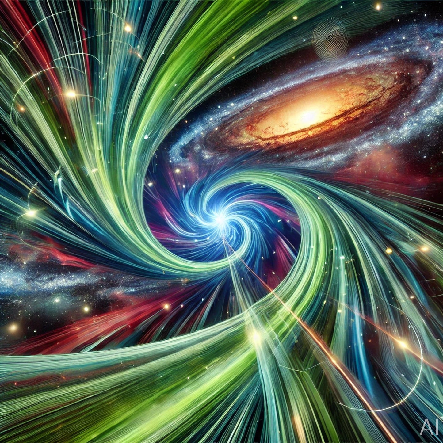 Cosmic Spiral Energy – USB + Digital Download (5 Green Fractal JPG Art Prints)