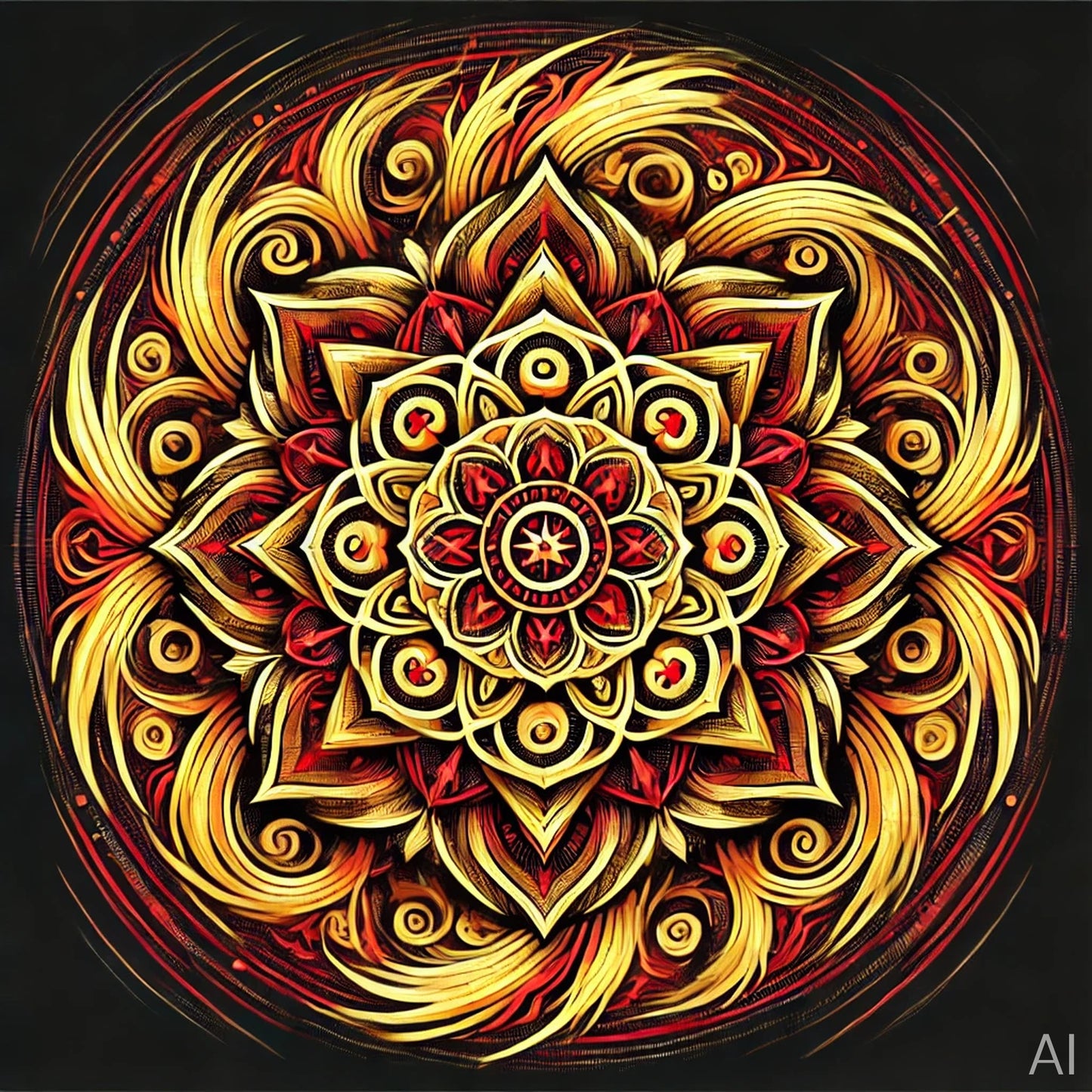 Solar Flame Mandala – USB + Digital Download (5 Sacred Geometry JPG Art Prints)