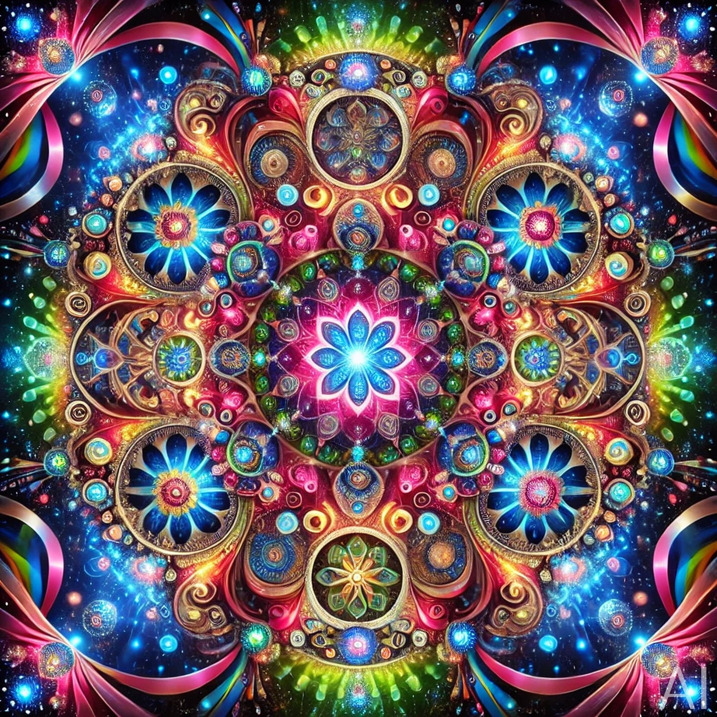 Kaleidoscopic Mandalas – 5 Psychedelic Abstract Art Prints on USB Drive – Shipped Physical Product + Instant Download