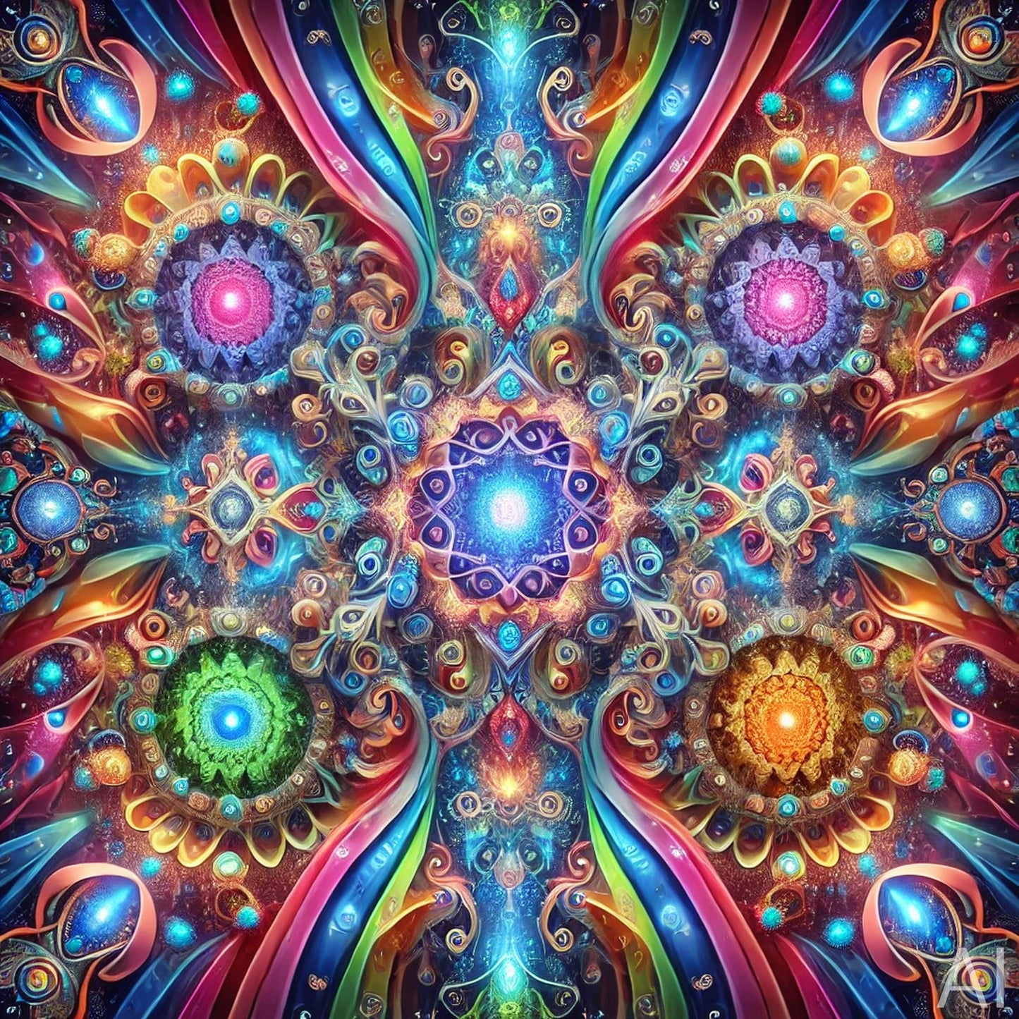 Kaleidoscopic Mandalas – 5 Psychedelic Abstract Art Prints on USB Drive – Shipped Physical Product + Instant Download