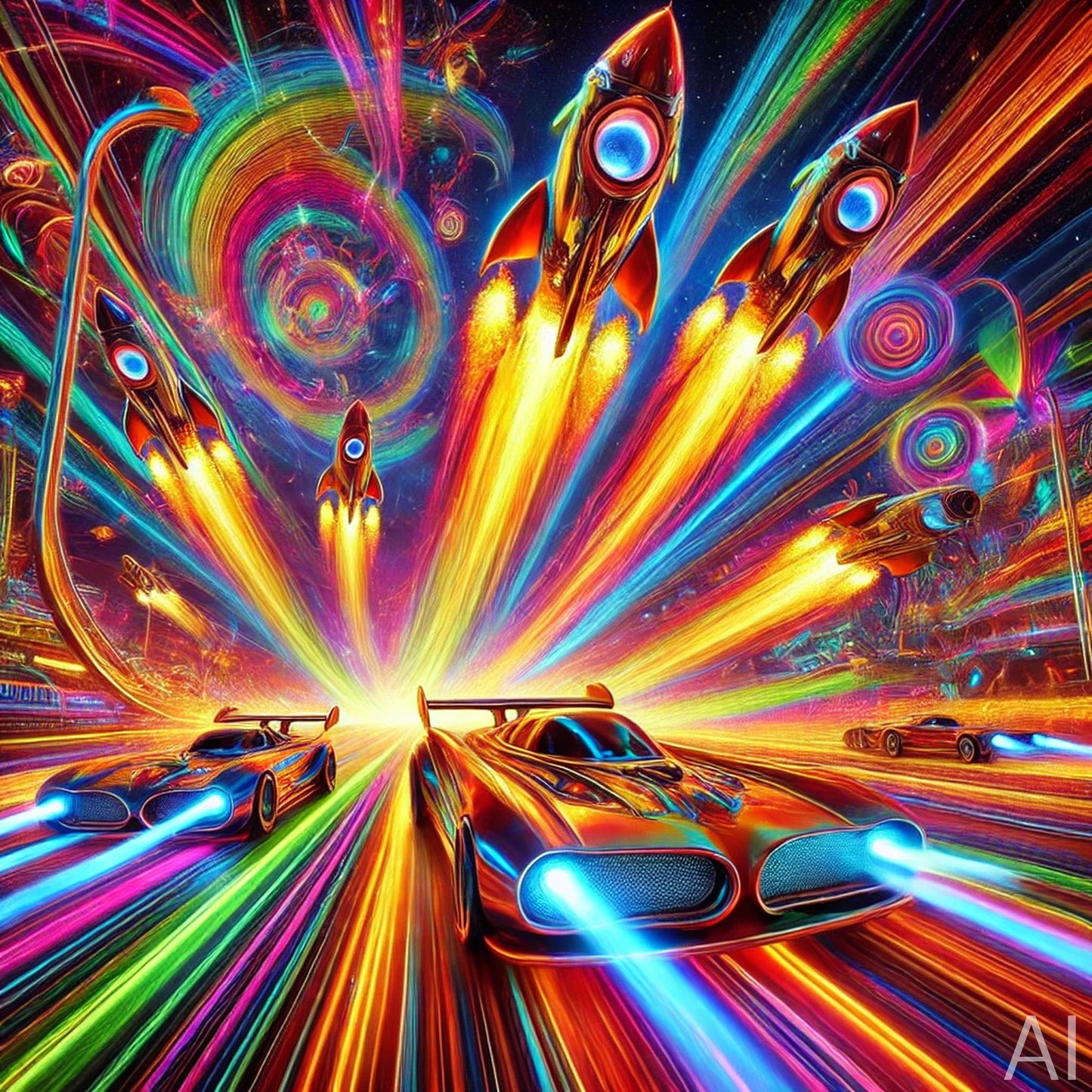 Hyperdrive Neon Car Art – USB + Digital Download (5 Sci-Fi Speed Explosion Prints)