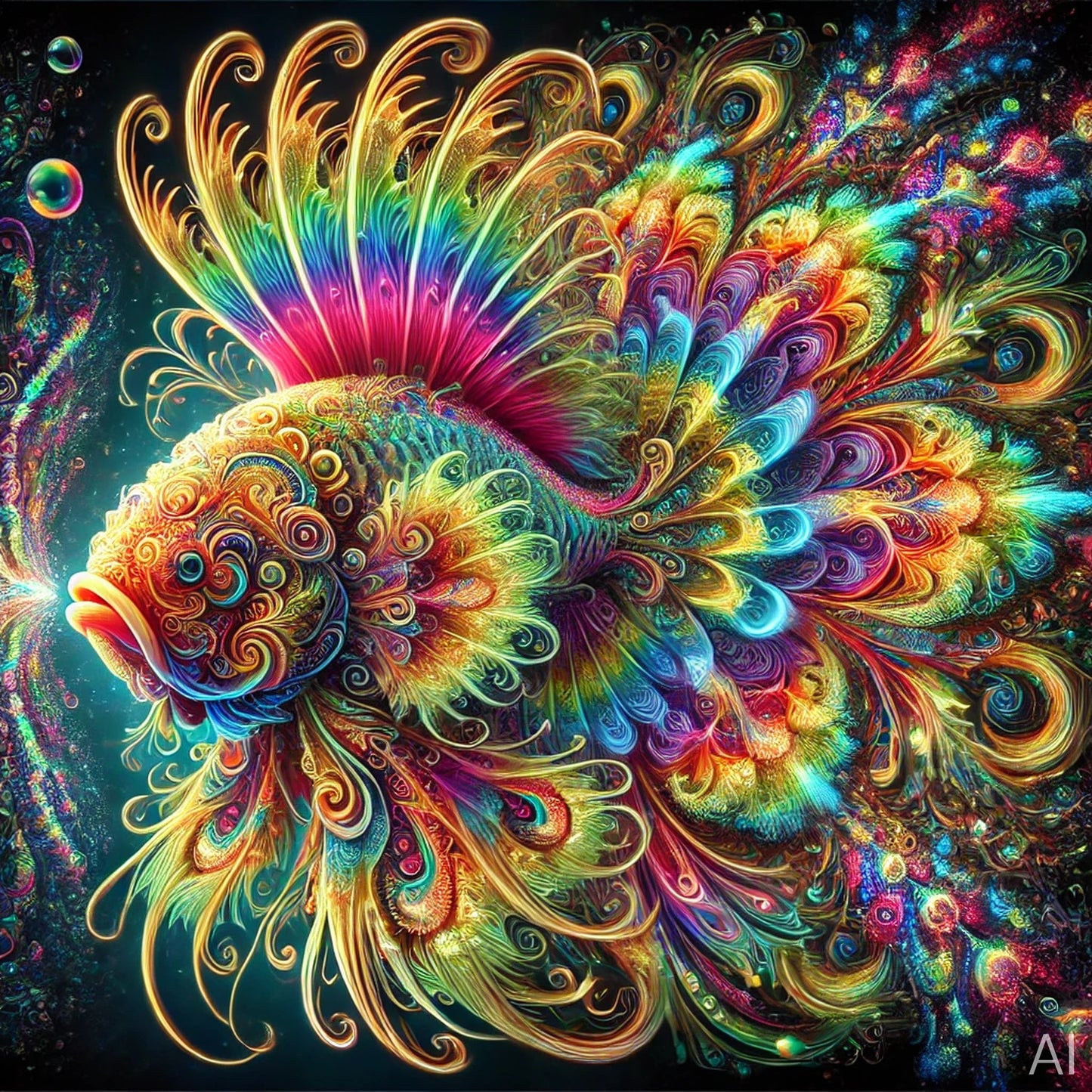 Vibrant Psychedelic Fish Art – 5 Trippy High-Resolution Digital Images