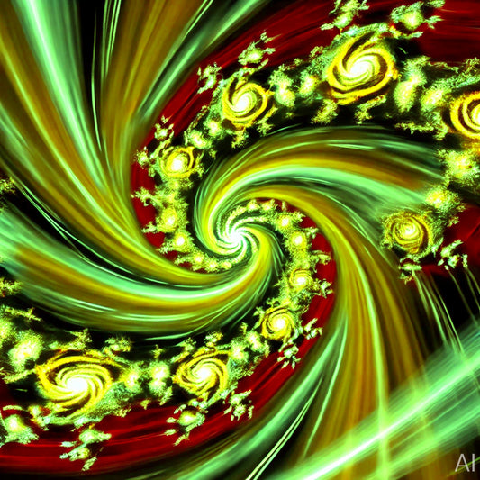 Cosmic Spiral Energy – USB + Digital Download (5 Green Fractal JPG Art Prints)