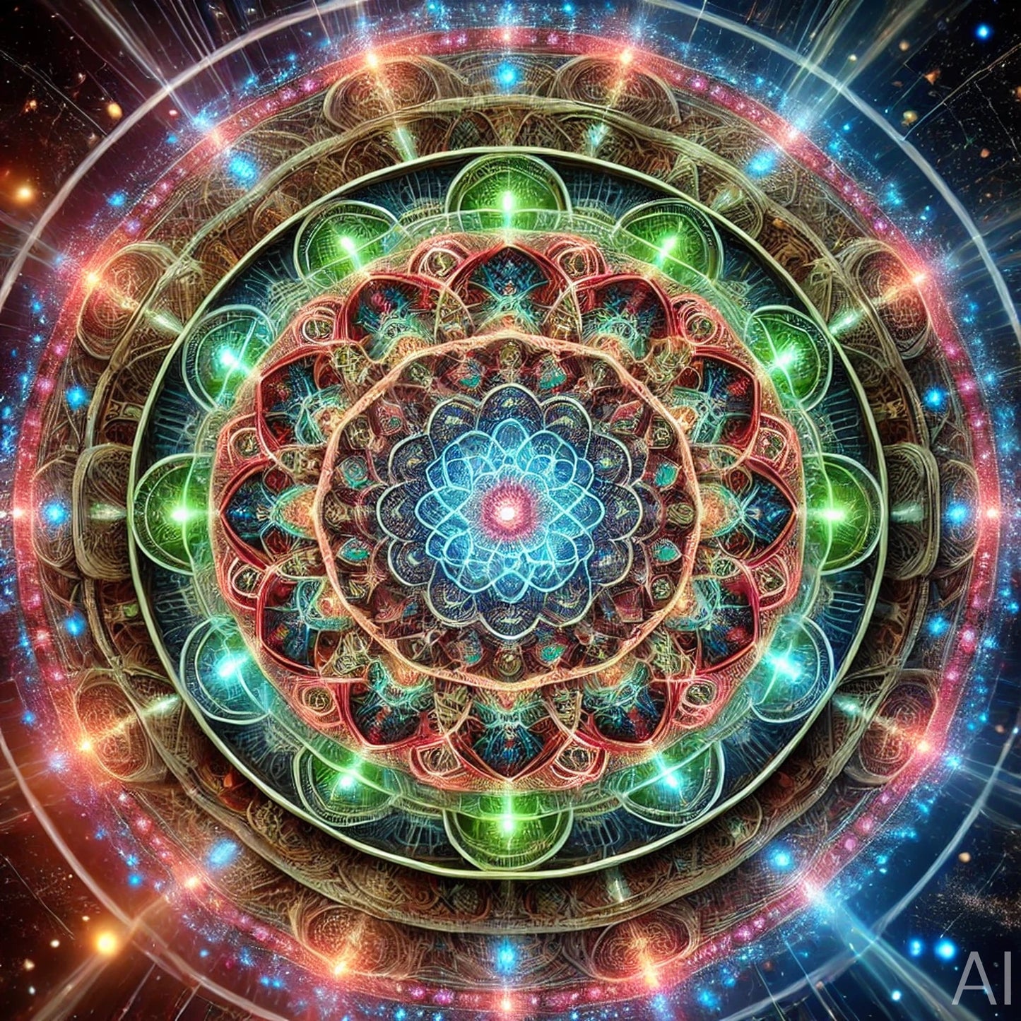 Green Petals Mandala – USB + Digital Download (5 Elegant JPG Mandala Art Prints)