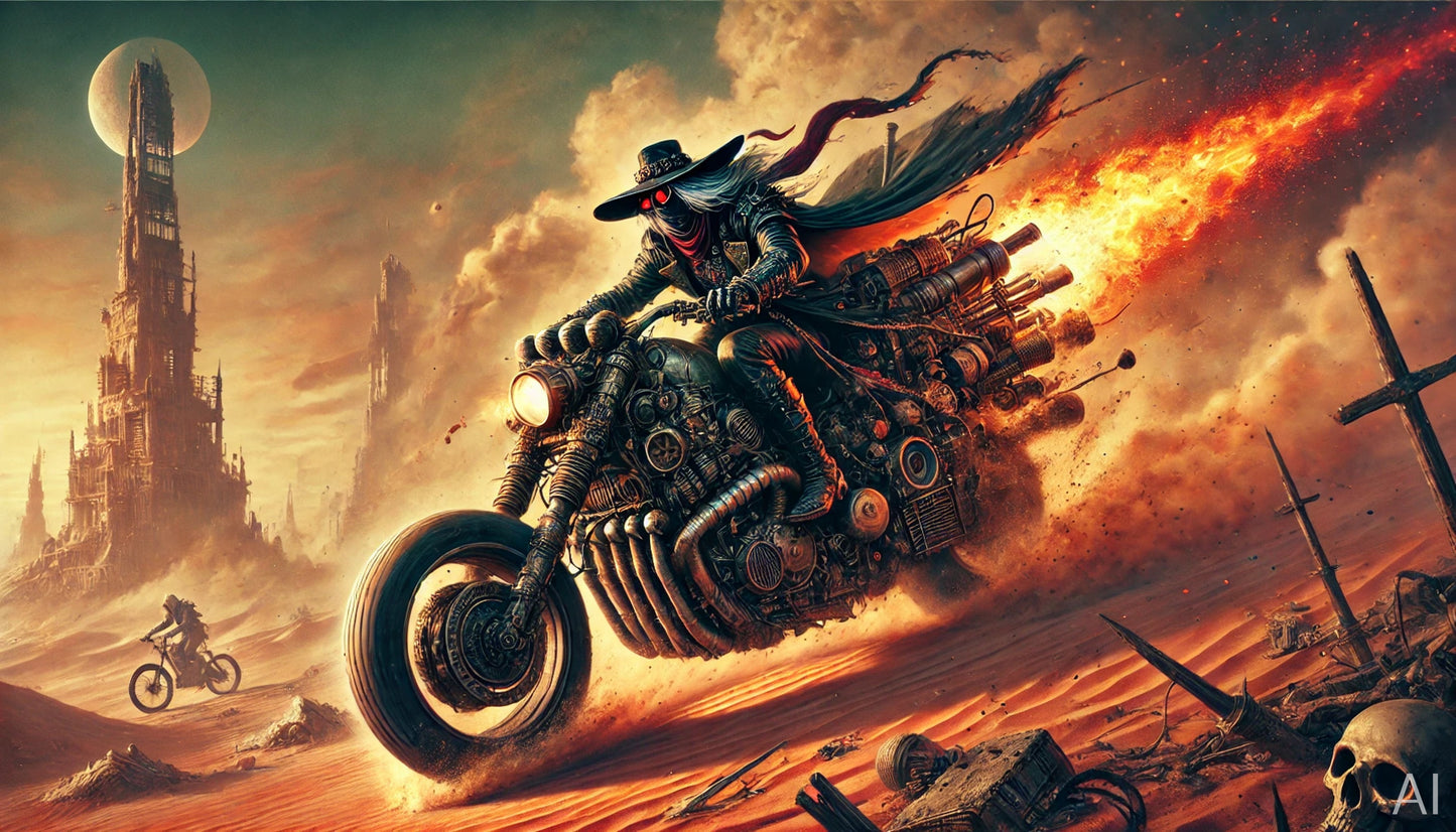 Steampunk Motorcycle Rebels – 5 High-Resolution Digital Art Prints (ZIP File Download)