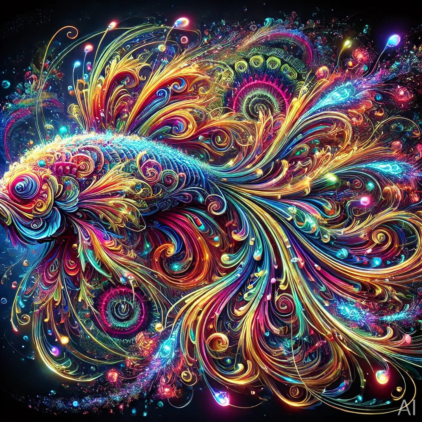 Vibrant Psychedelic Fish Art – 5 Trippy High-Resolution Digital Images