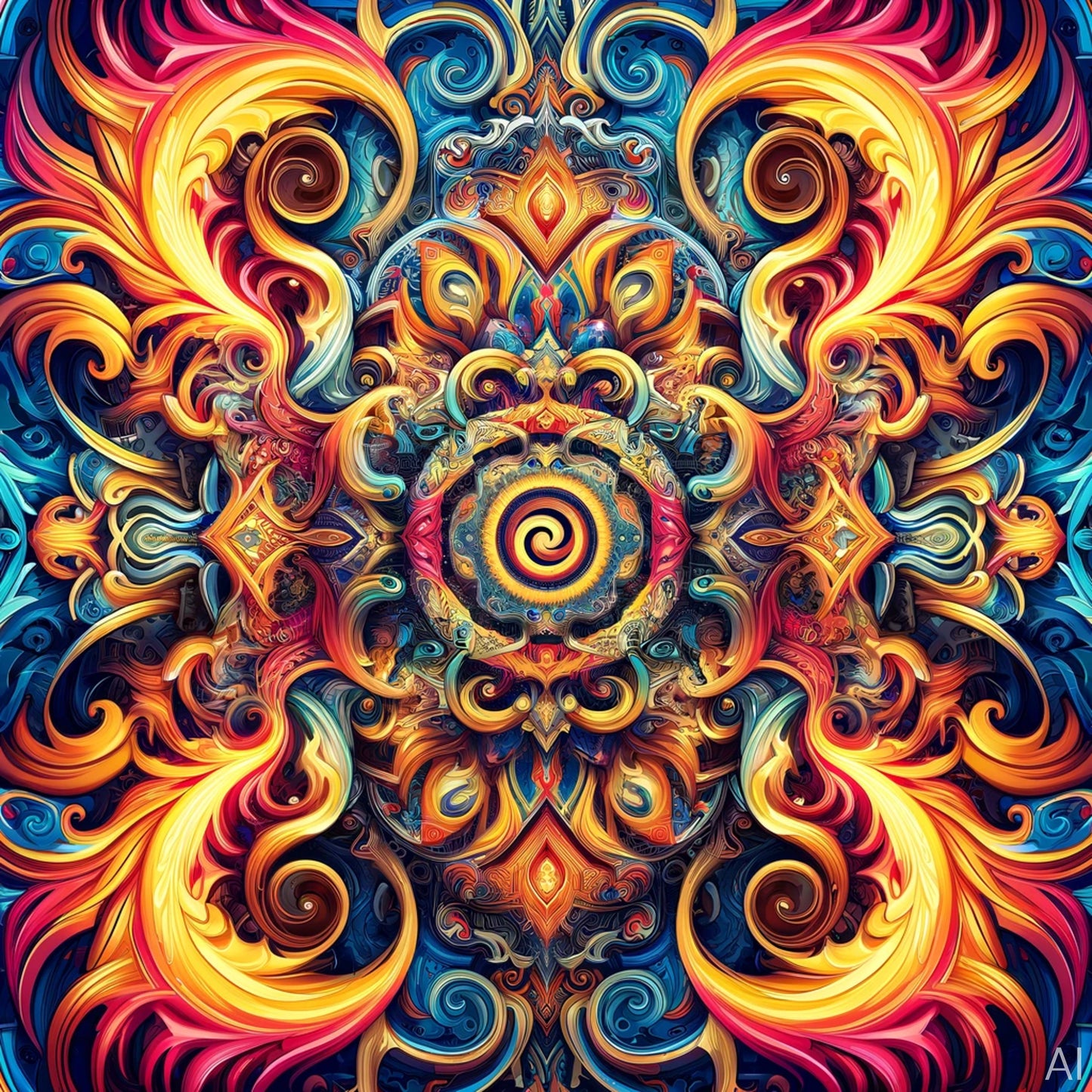 Vibrant Mandala Fusion – 5 Psychedelic Fractal Prints | Instant Digital Download
