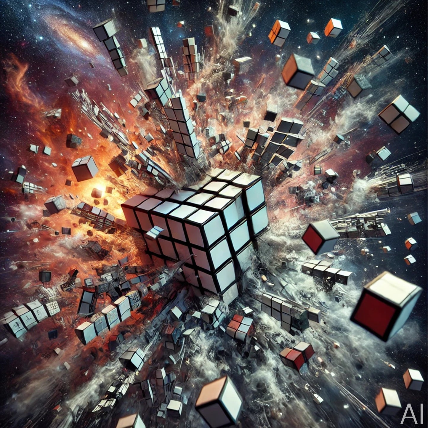 Rubik's Borg Cube – USB + Digital Tech Fractal Art (5 Sci-Fi JPG Prints)