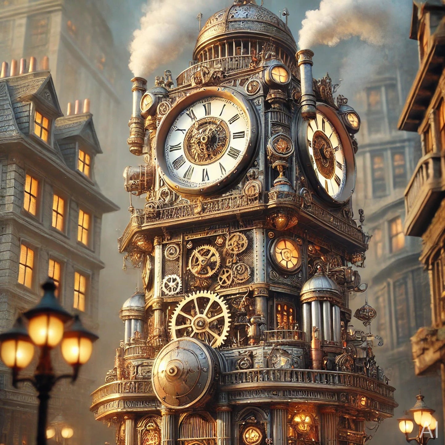 Steampunk Airship City – 5 Fantasy Cityscape Digital Art Prints (High-Resolution ZIP Download)