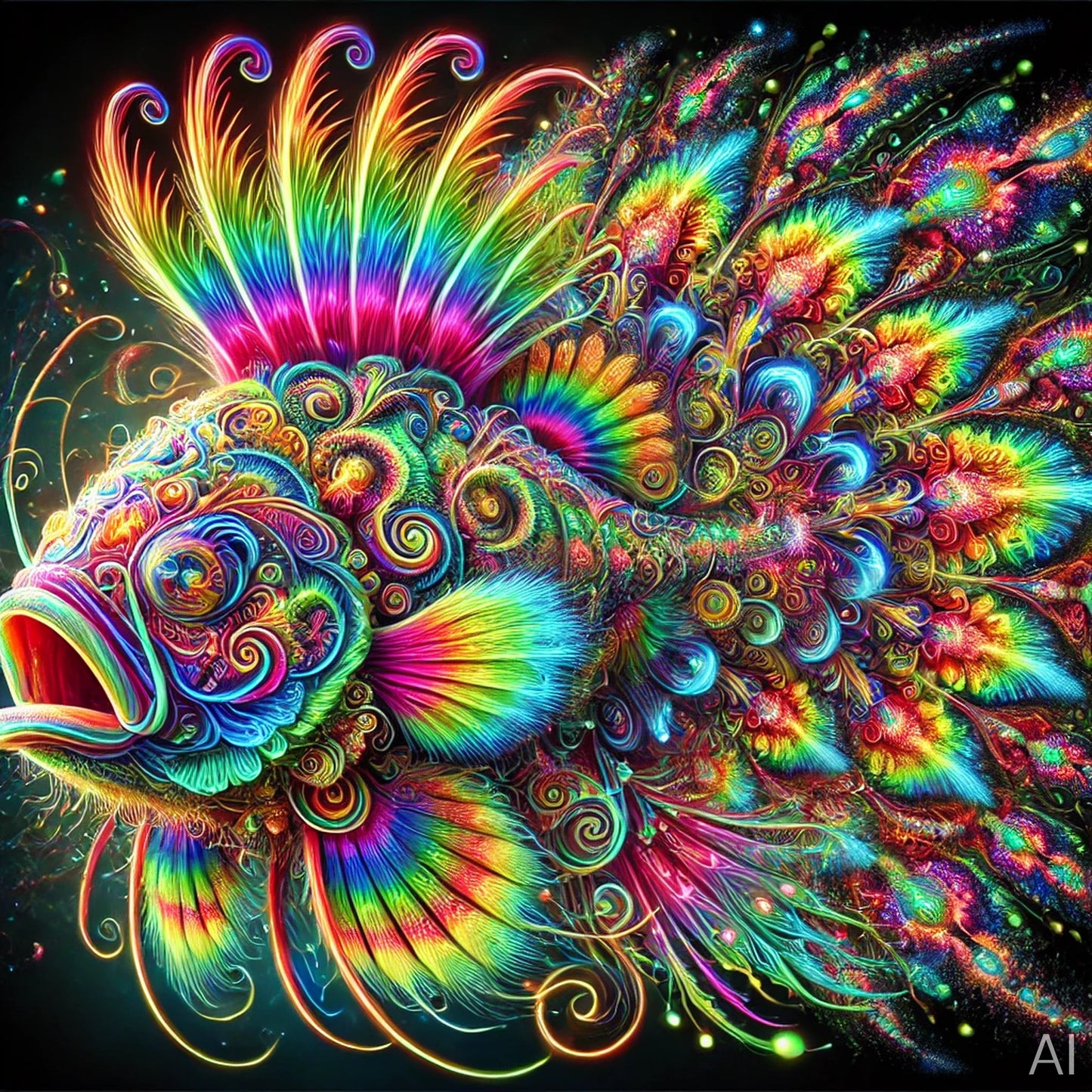 Vibrant Psychedelic Fish Art – 5 Trippy High-Resolution Digital Images