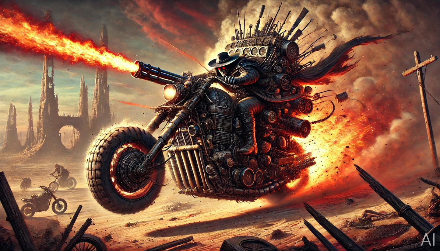 Steampunk Motorcycle Rebels – 5 High-Resolution Digital Art Prints (ZIP File Download)