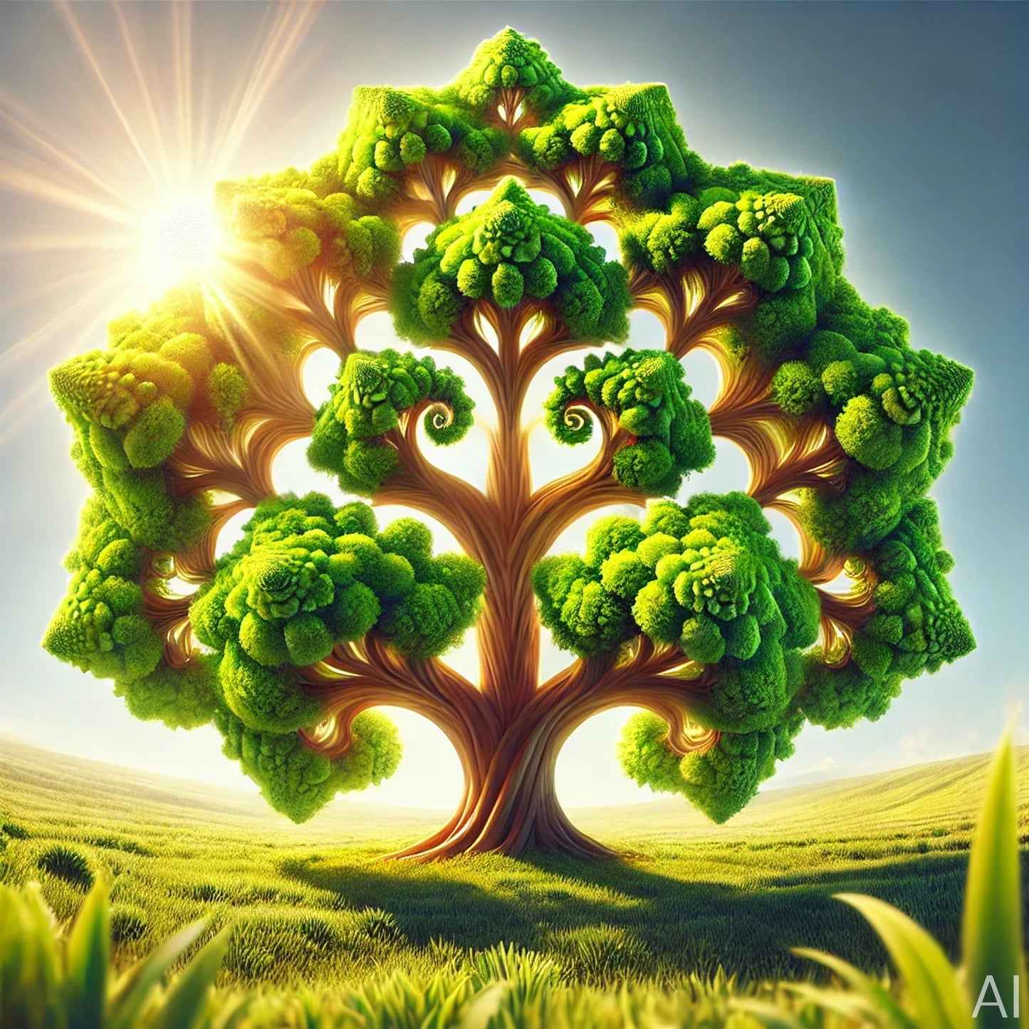 Sacred Spiral Trees – 5 Mathematical Nature Prints | Instant Digital Download