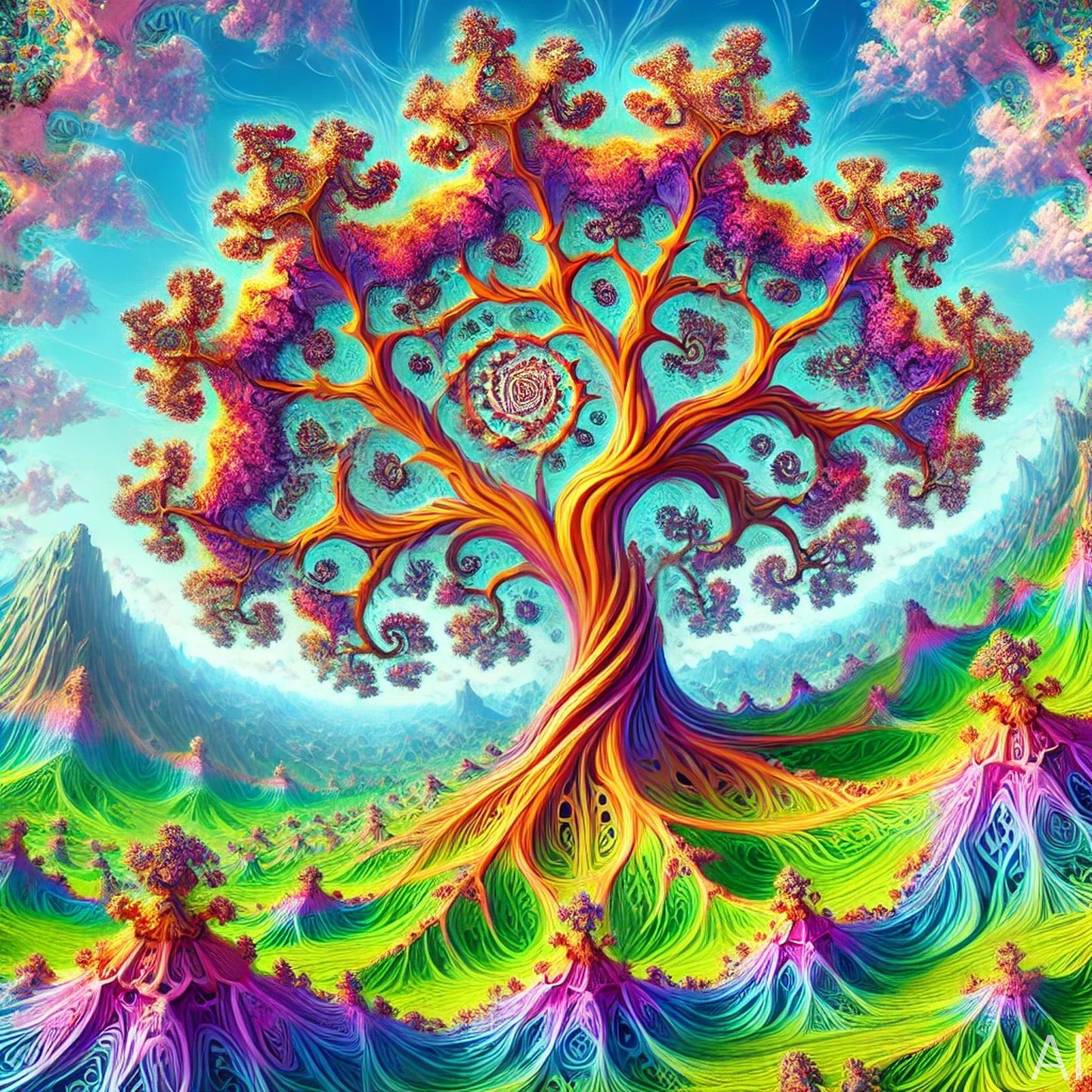 Sacred Spiral Trees – 5 Mathematical Nature Prints | Instant Digital Download