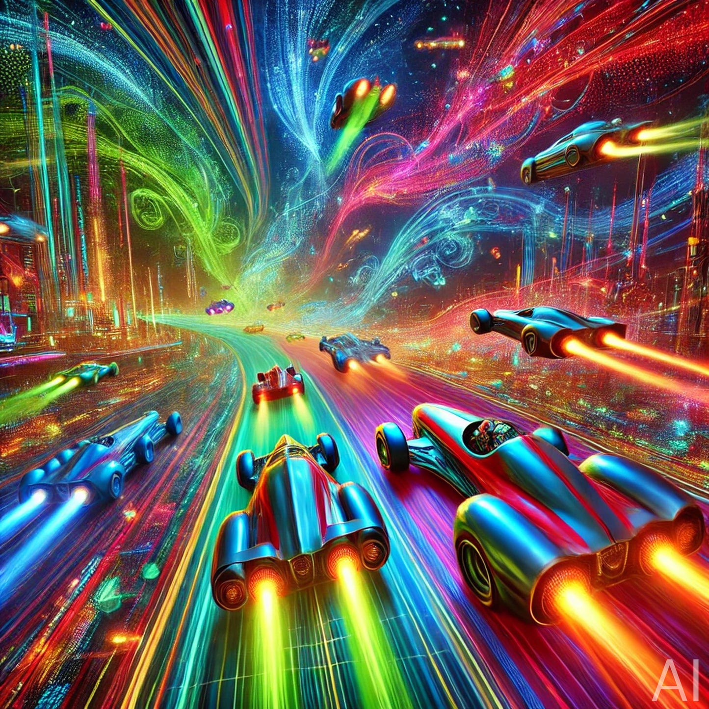 Hyperdrive Neon Car Art – USB + Digital Download (5 Sci-Fi Speed Explosion Prints)