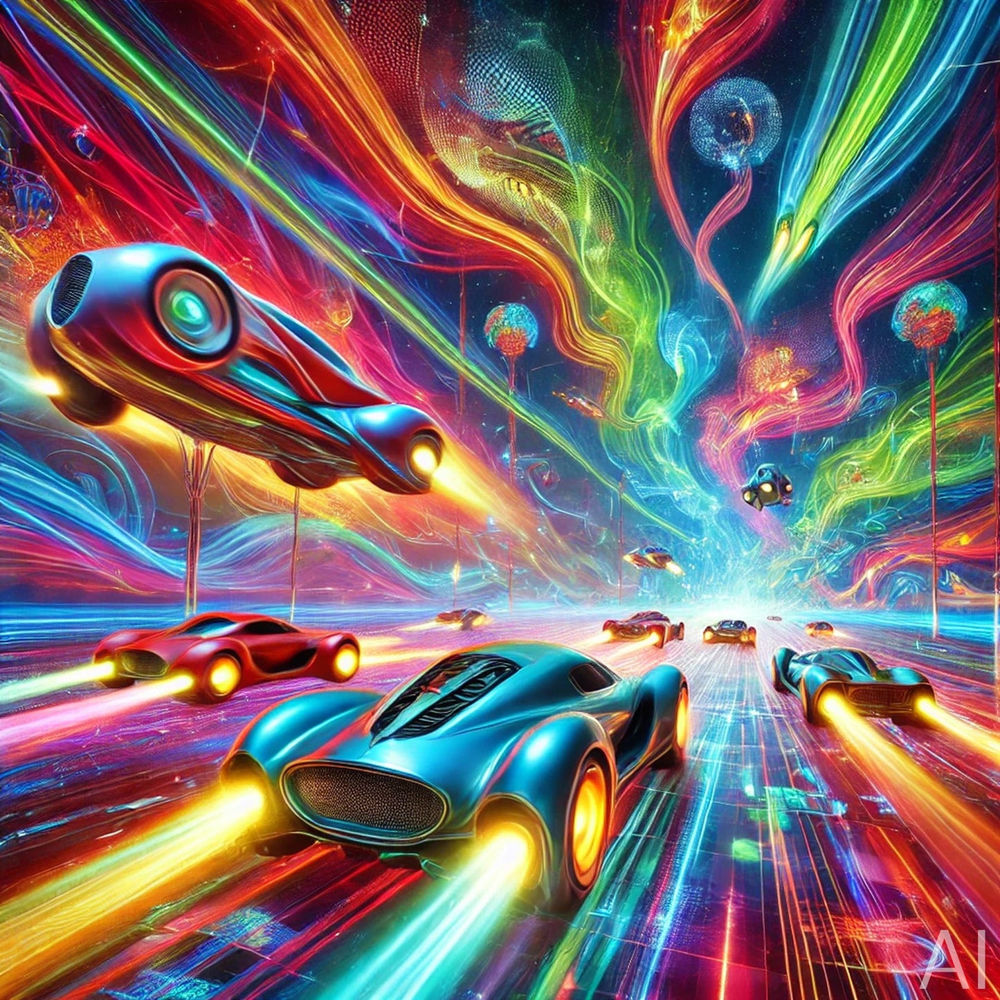 Hyperdrive Neon Car Art – USB + Digital Download (5 Sci-Fi Speed Explosion Prints)